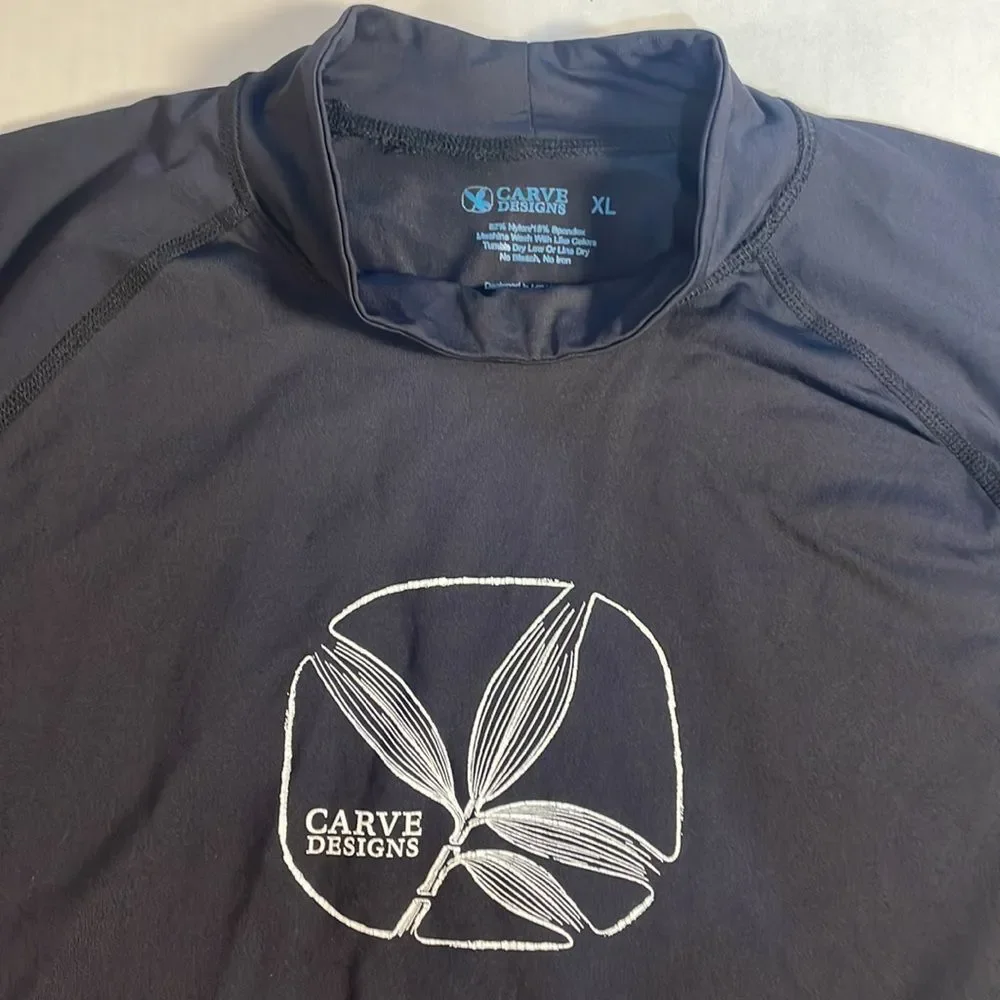 Carve Designs Mock Neck Rash Guard Swim Shirt Floral Black Long Sleeve UPF 50 XL - Picture 9 of 9